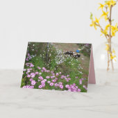 Carte de remerciement de jardin avec chat smoking  (Fleur jaune)