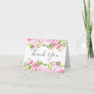 Carte de remerciement de jardin de roses script