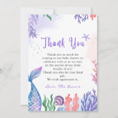 Carte de remerciement de la sirène d'aquarelle (Devant)
