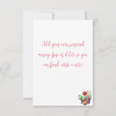 Carte de remerciement de la tortue florale mignonn (Dos)