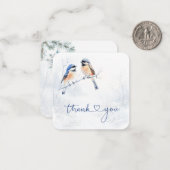 Carte de remerciement de l'oiseau mésange en hiver (Devant/Arrière en situation)