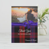 Carte de remerciement de mariage à carreaux marron (Debout devant)