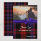 Carte de remerciement de mariage à carreaux marron (Devant / Derrière)