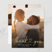 Carte de remerciement de mariage à cœur de script (Devant / Derrière)