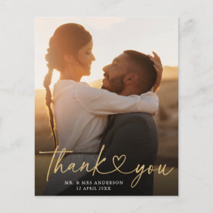 Carte de remerciement de mariage à cœur de script