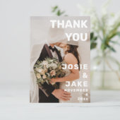 Carte de remerciement de mariage à double photo gr (Debout devant)