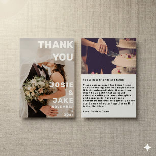 Carte de remerciement de mariage à double photo gr
