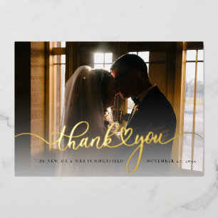 Carte de remerciement de mariage à écriture photo