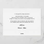 Carte de remerciement de mariage à feuille d'or ro (Verso)