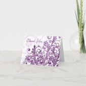 Carte de remerciement de mariage à fleurs violette (Devant)