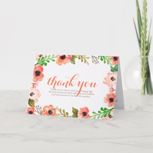 Carte de remerciement de mariage à la toile de fon (Devant)