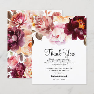 Carte de remerciement de mariage à l'aquarelle flo
