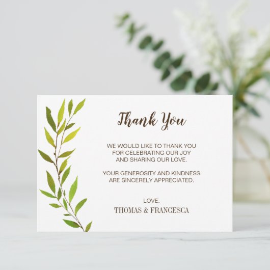 Carte de remerciement de mariage à l'aquarelle rus (Debout devant)