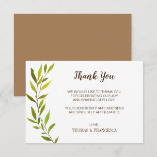 Carte de remerciement de mariage à l'aquarelle rus