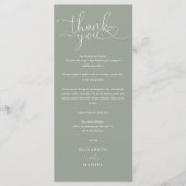Carte de remerciement de mariage à l'écriture vert (Devant)