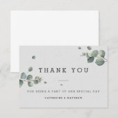 Carte de remerciement de mariage à l'eucalyptus à  (Devant / Derrière)