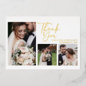 Carte de remerciement de mariage à motif de script (Recto)