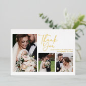 Carte de remerciement de mariage à motif de script (Debout devant)