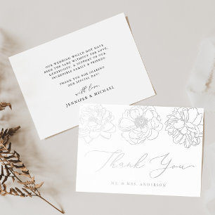 Carte de remerciement de mariage à motif floral dé