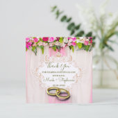 Carte de remerciement de mariage à motif floral ro (Debout devant)