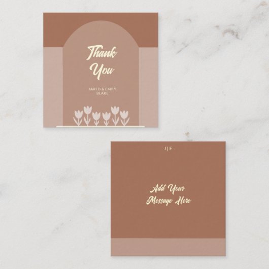 Carte de remerciement de mariage à plat de style d (Devant / Derrière)