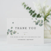 Carte de remerciement de mariage à plat Eucalyptus (Debout devant)
