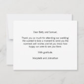 Carte de remerciement de mariage à texte script We (Dos)