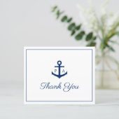 Carte de remerciement de mariage à thème marin ble (Debout devant)