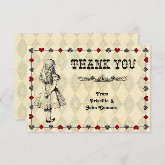 Carte de remerciement de mariage, Alice au pays de (Devant / Derrière)