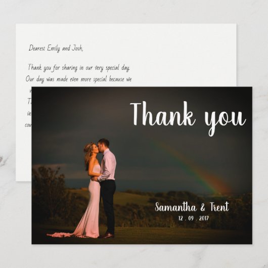 Carte de remerciement de mariage - Arc-en-ciel (Devant / Derrière)