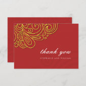 Carte de remerciement de mariage Asian Swirl (Devant / Derrière)