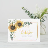 Carte de remerciement de mariage au tournesol rust (Debout devant)