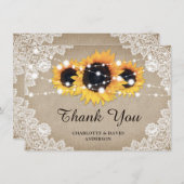 Carte de remerciement de mariage au tournesol vint (Devant / Derrière)