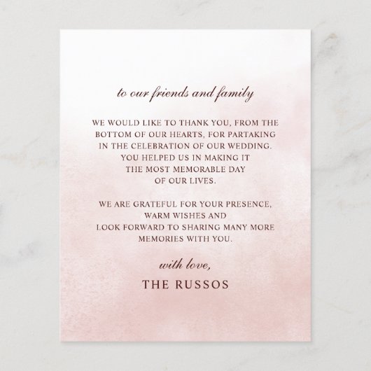 Carte de remerciement de mariage automnal floral o (Dos)