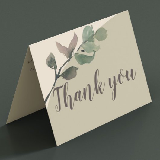 Carte de remerciement de mariage aux feuilles aqua