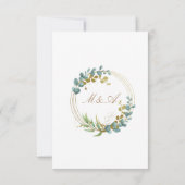 carte de remerciement de mariage aux feuilles d'eu (Dos)