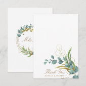 carte de remerciement de mariage aux feuilles d'eu (Devant / Derrière)