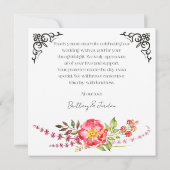 Carte de remerciement de mariage aux mains de sque (Dos)