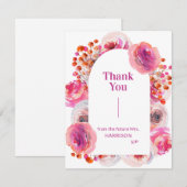 Carte de remerciement de mariage avec arche floral (Devant / Derrière)