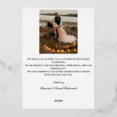 Carte de remerciement de mariage avec cadre en feu (Verso)