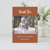 Carte de remerciement de mariage avec code QR oran (Debout devant)