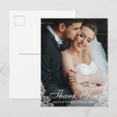 Carte de remerciement de mariage avec dentelle et  (Devant / Derrière)