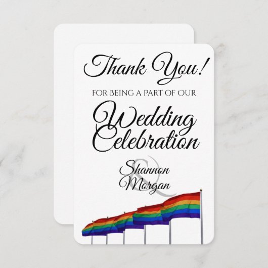 Carte de remerciement de mariage avec drapeaux arc (Devant / Derrière)