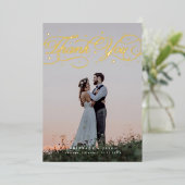 Carte de remerciement de mariage avec écriture élé (Debout devant)