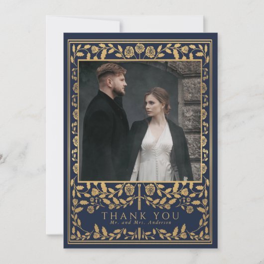Carte de remerciement de mariage avec épée médiéva (Devant)