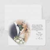 Carte de remerciement de mariage avec photo brumeu (Devant / Derrière)