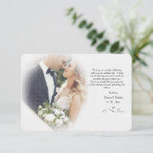 Carte de remerciement de mariage avec photo brumeu (Debout devant)