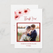 Carte de remerciement de mariage avec photo de fle (Devant / Derrière)