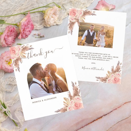 Carte de remerciement de mariage avec photo de her