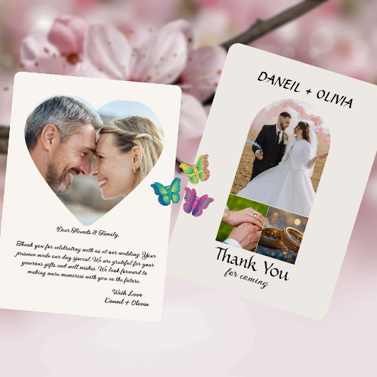 Carte de remerciement de mariage avec photo élégan